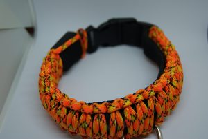 Orange argyle Paracord LED collar