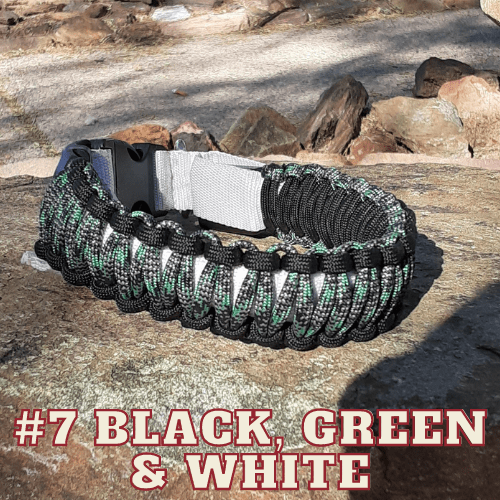 #7 black, green & white